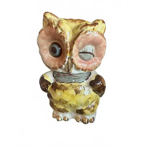 Vintage Ceramic Winking Owl cookie jar- RARE Shawnee Pottery - Picture 1 of 8